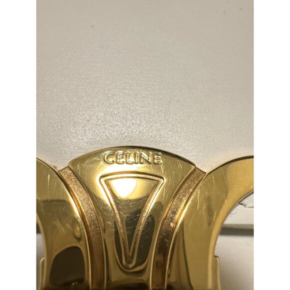 Celine Triomphe White Leather Shoulder Bag With Gold Hardware - Picture 9 of 16